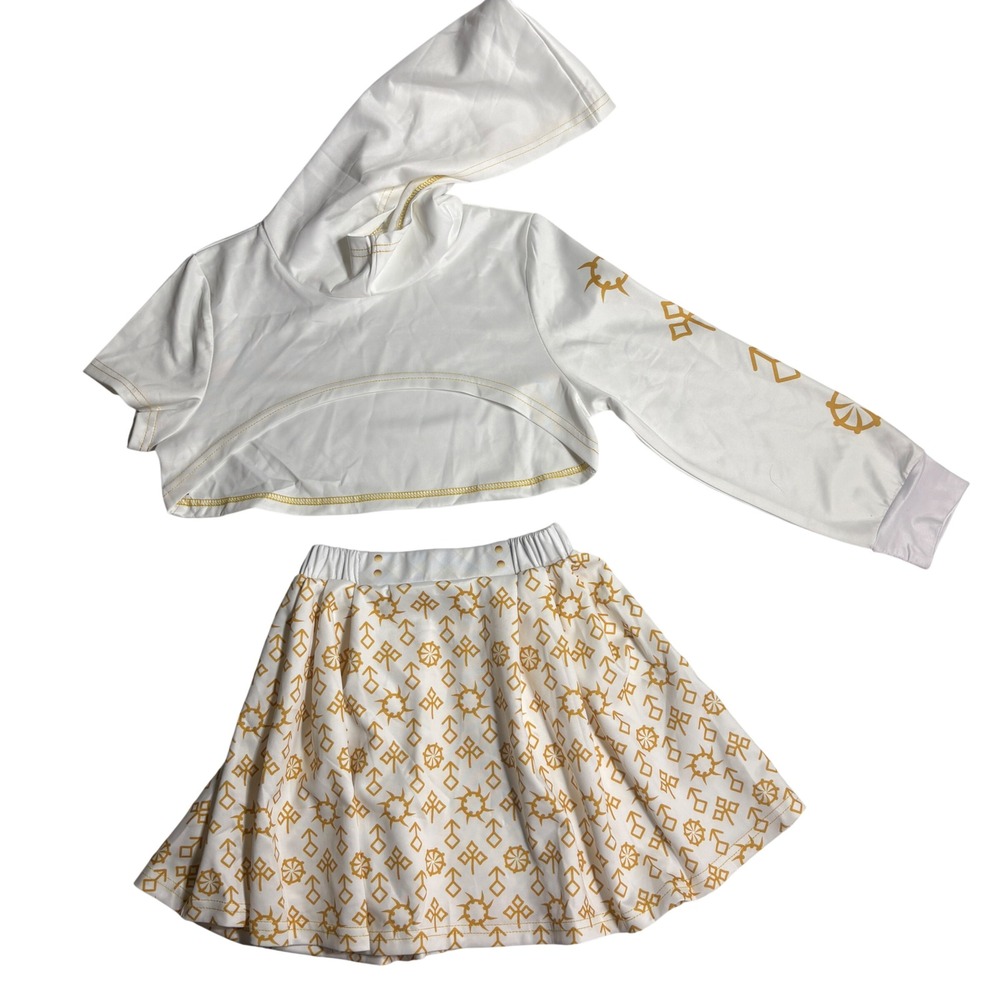 Disney Zombies 3 Daywalker Costume Set Kids 10/12 White Gold Hooded Top Skirt